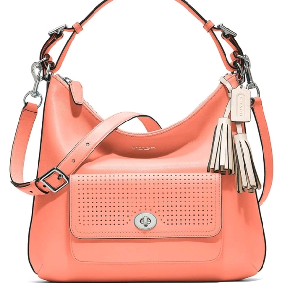 Coach Handbags - COACH Legacy Perforated Leather Courtenay Coral Hobo w/ Silvertoned Hardware
